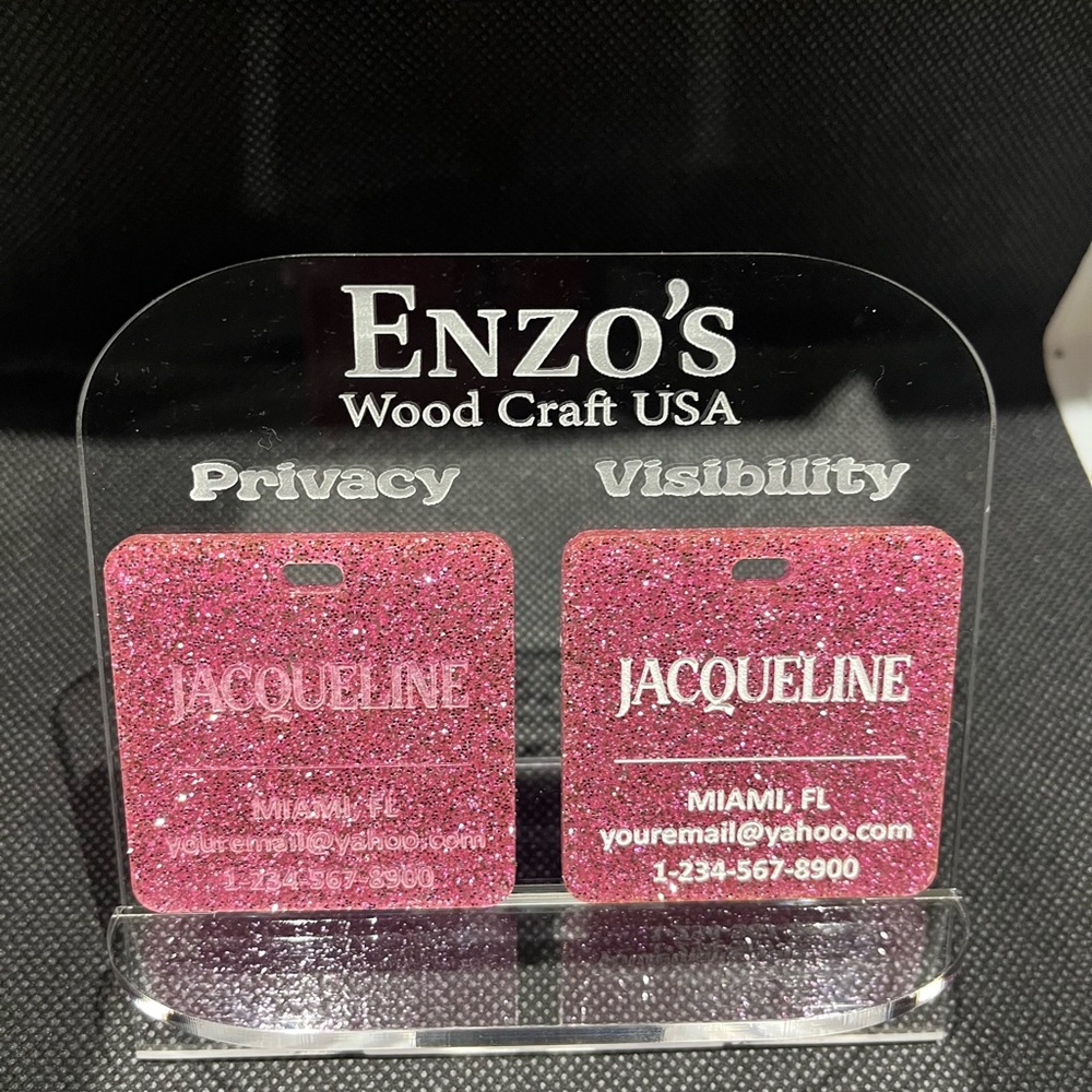 Luggage Tags Custom Premium Asstd Color Engrave Acrylic private Data Glitter